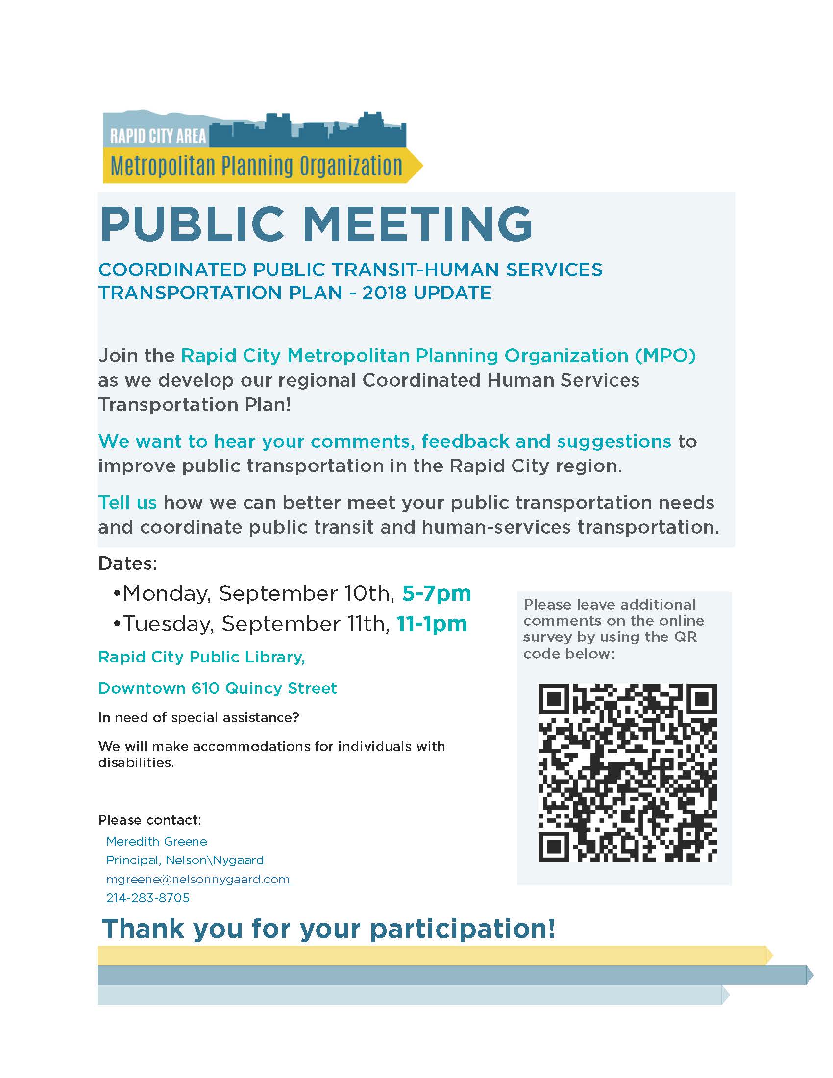 Flyer for the Coordinated Public Transit-Human Services Transportation Plan open house
