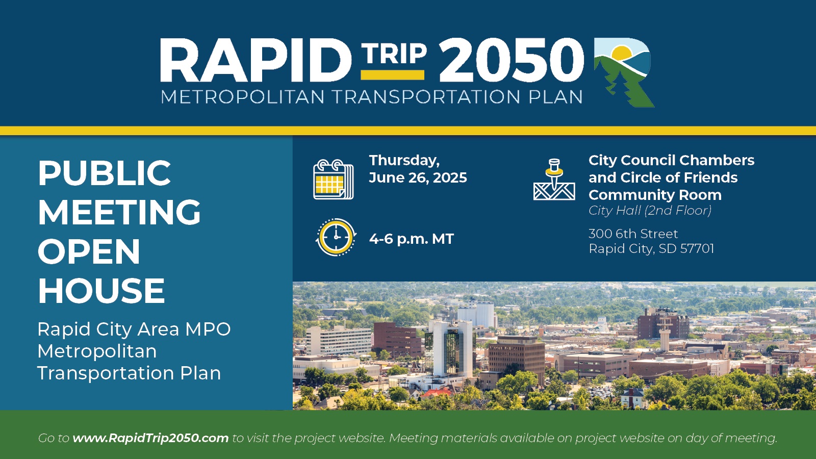 RapidTRIP 2050 Metropolitan Transportation Plan public meeting announcement